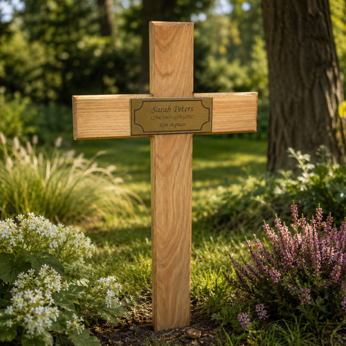 Oak memorial cross - oak,