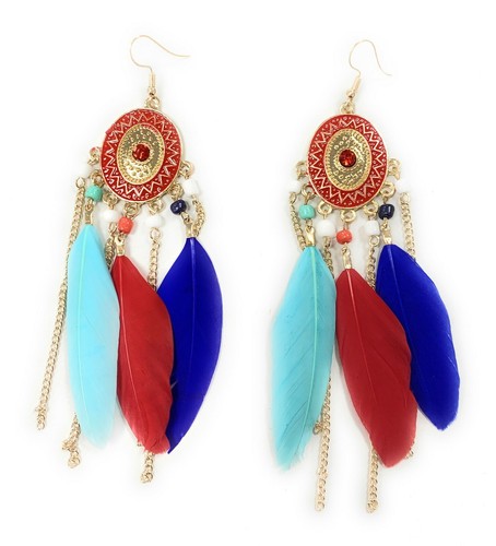 Feather chandelier earrings - feather,