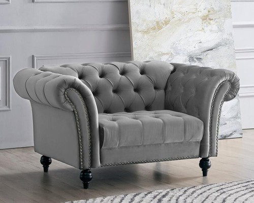 Grey velvet chesterfield - grey,