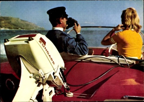 Postcard pair motor boat - pair, in