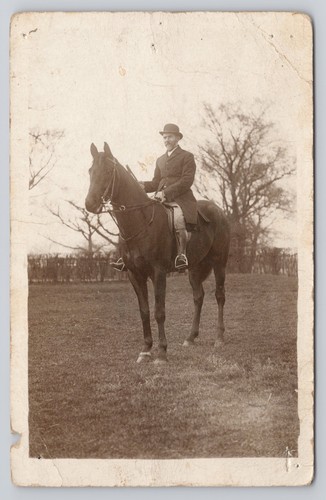 Rppc man horse portrait f - rppc,