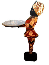 Rare 19th century painted  wooden dumbwaiter  of a blackamoor  ( 1317)