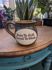 8x9cm Golf Coffee Mug Funny Novelty "Born to golf forced to work" Ceramic 383g