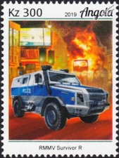 RMMV SURVIVOR R Riot Police Armored Car Truck Vehicle Stamp (2019 Angola)