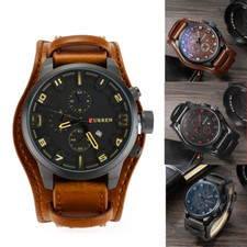Curren Army Military Quartz Mens Watches Luxury Leather Sport Wrist Watch