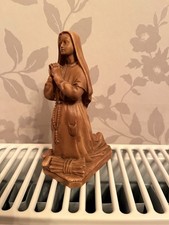 Vintage Hand Carved Wooden Mary kneeling praying Religious Nativity Figurine