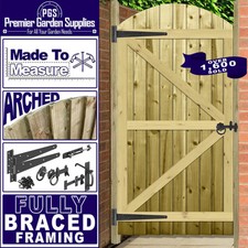 Custom Wooden Garden Gate Feather Edge Fully Framed Arch Top Treated Timber Door