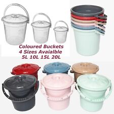 Plastic Bucket with Lid Handle Small Large Storage Bucket Bin Container Measures