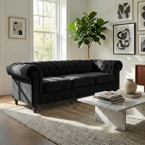 Chesterfield sofa suite velvet - suite,