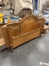 Antique Ornate Wooden Headboard – Hand-Carved Floral Detailing