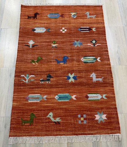 Tribal handwoven wool rug - handwoven,