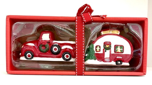 Red truck camper - truck, &