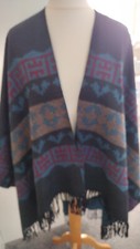 Forum black/peacock blue poncho style wrap. One size 10-20
