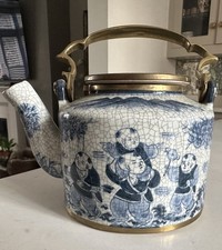 Maitland-smith Chinese Tea-pot crackle glaze painted children