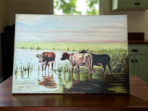 Antique c1900 oil painting - oil,