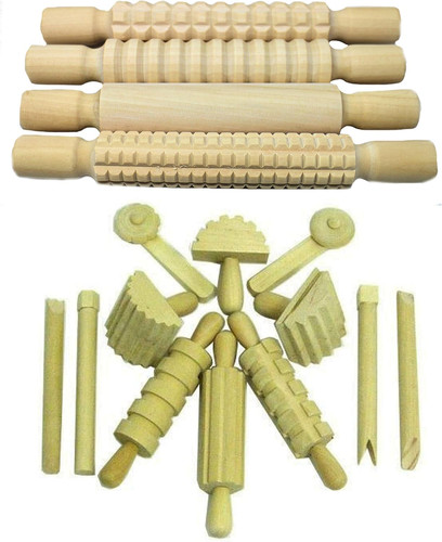 Wooden playdough tools - wooden, –