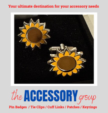 New pair Sunflower heads cufflinks cuff shirt links metal enamel