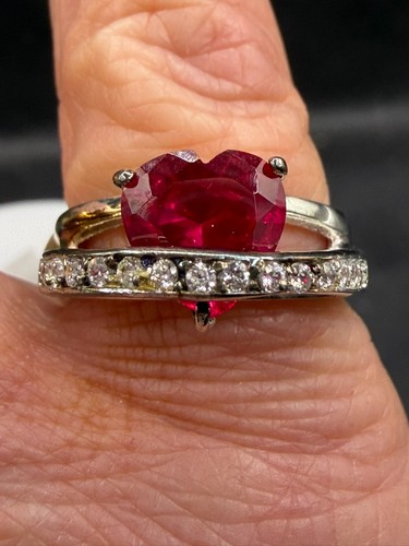 Ruby heart ring - red, 925
