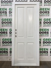 WOODEN HARDWOOD BACK DOOR WHITE EXTERNAL EXTERIOR WOOD AND FRAME TIMBER USED