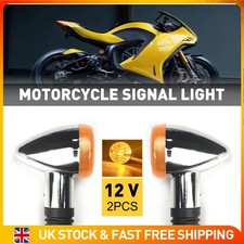 2PCS Motorcycle Motorbike Turn Signal Indicators Light Lamp LED Amber Yellow