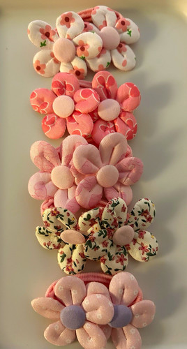 Girls pink white floral fabric - girls, pink/white