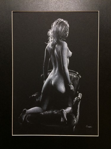 Original art drawing nude noir - art,
