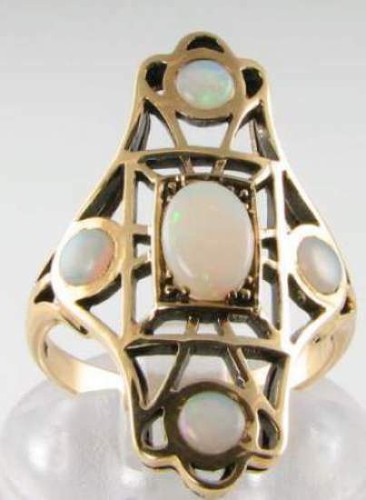 9ct yellow gold opal cluster - 9ct,