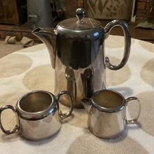 VTG Elegant  Coffee Pot, Cream And Sugar Hotel Ware Set Silver Plate Sheffield