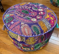 Patchwork Pouf Ottoman - Large