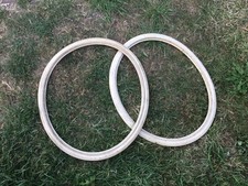 Vintage Hughes Solid White tyres Pair  20” x 7/8”  500mm. Bike, pram Scooter