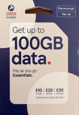 TESCO Mobile Pay As You Go Sim Card Unlimited minutes texts, up to 100GB  4G/5G