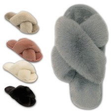 Ladies Fluffy Slippers Womens