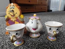 Disney Ceramic Mrs. Potts Moneybox and Chip Mug Set Cogsworth Clock