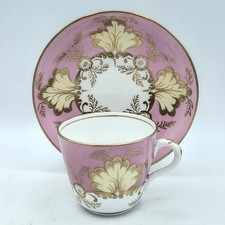 Antique Coalport Pattern 1236 Cup and Saucer in Pink & Gilded Decorations