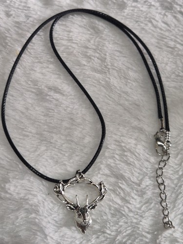 Silver alloy stag pendant - silver, a