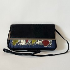 Miss Sixty Collection Bag Black Snake Print Foldover Strap Purse 30x16cm Rare