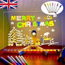 LED Note Board with Night Light & 7 Pens - Kids Drawing & Message Board UK