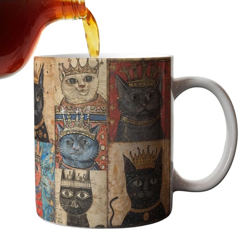 Medieval crowned cat mug - medieval,