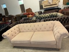 Next Gosford Chesterfield Baby Pink Fabric Three Seater Sofa