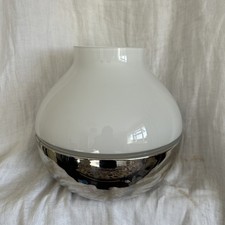 George Jensen Stainless Steel And Glossy Frosted Glass Hurricane Lamp