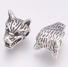 4 TIBETAN SILVER WOLF HEAD