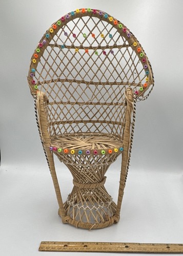Wicker doll chair with - doll,