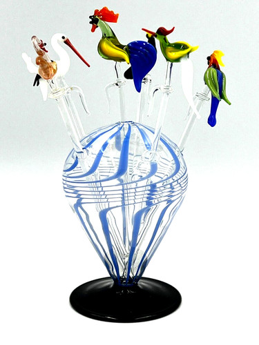 Antique glass lampwork swizzle - antique,