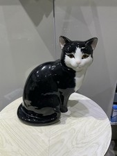 Cat Ornament Large Staffordshire Just Cats & Co Black & White Tuxedo Vintage 