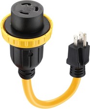 Kanayu 1ft 30 Amp to 15 110 Volt RV Adapter Cord Compatible 1FT, Yellow 