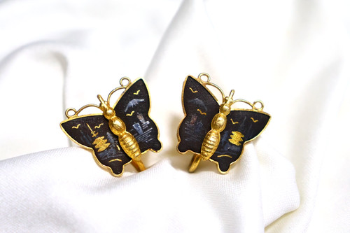 Vintage japanese shakudo gilt - japanese,