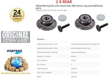 2x Rear Axle WHEEL BEARINGS