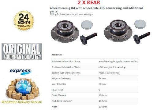 Rear axle wheel bearings - 2x,