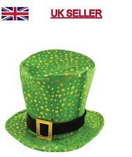 Irish Leprechaun Shamrock Velvet Topper Hat With Gold Buckle St Patrick's Day.