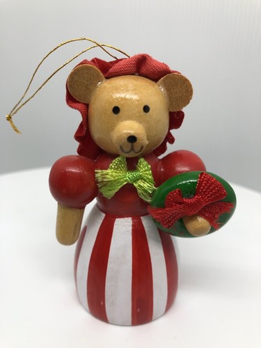 Vintage wooden bear christmas - vintage,